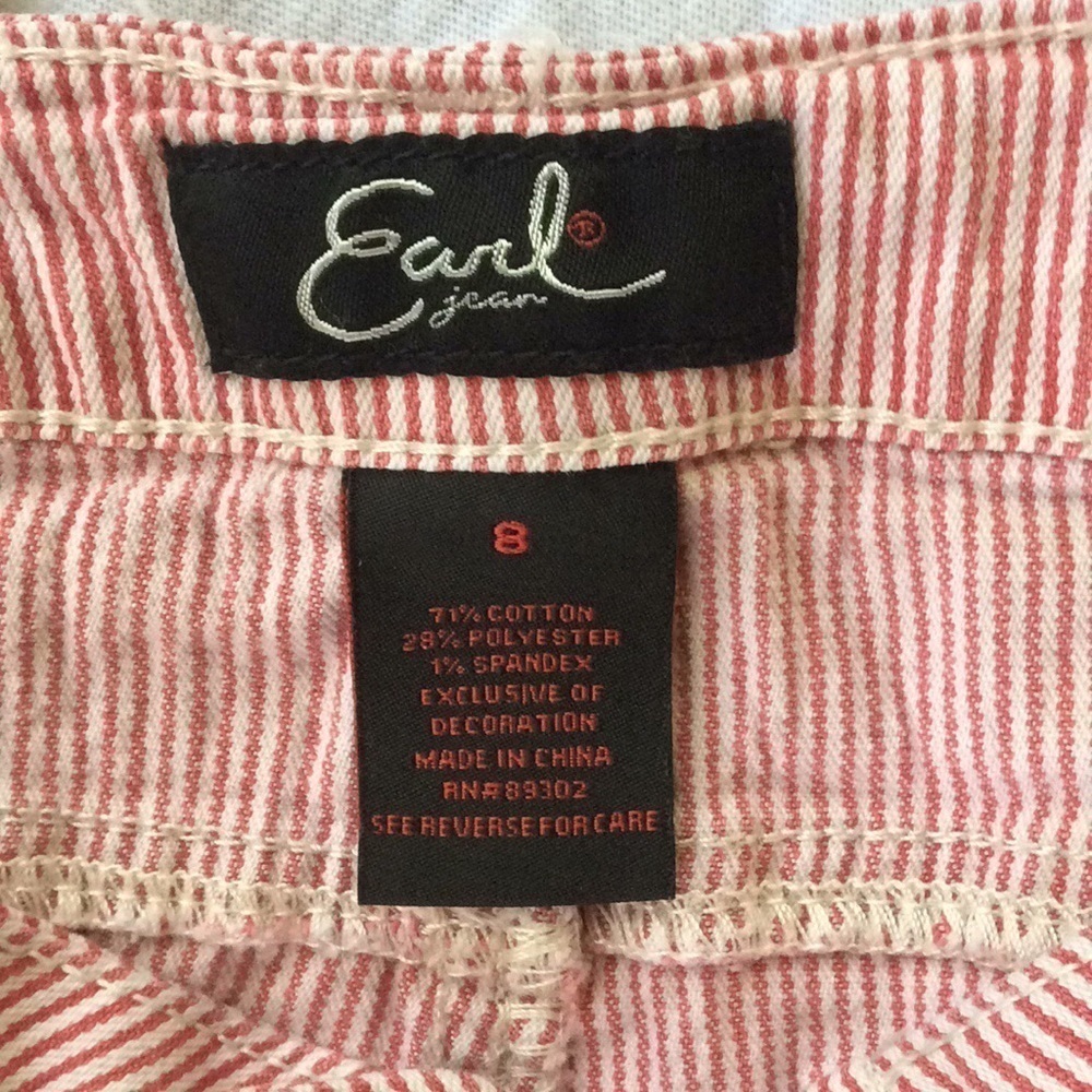 Earl Jeans red & white railroad stripe cropped jeans Size 8 - Picture 2 of 9